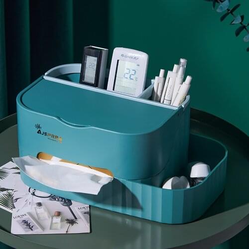 Desktop Tissue Box Napkin Holder With Mirror Sccessories Jewelry Storage Box For Office Living Room Multi Function Tissue Box