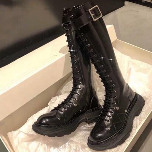Lace Up Over The Knee Boots Thick Sole Winter Shoes Women Overknee Platform Boots Riding Knee High Boots Zip Botas Altas Mujer