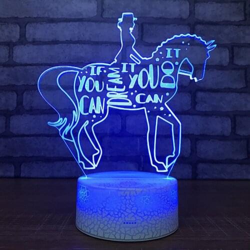 Horse Figure 3D Night Light Led Colorful Touch Remote Table Lamp Gift for Kids Bedroom Decor Bedside Decoration Lighting