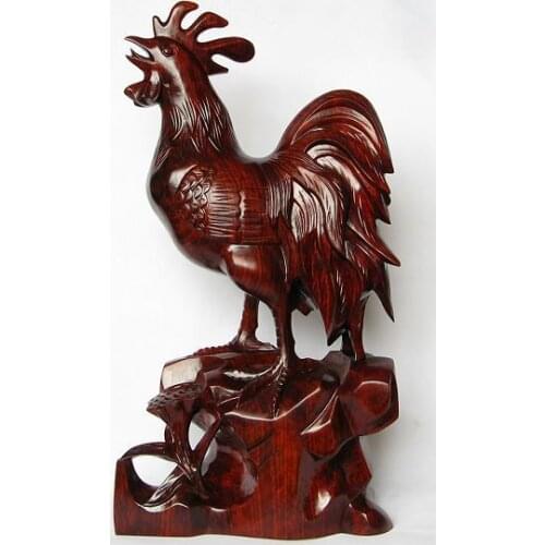 T big cock carved mahogany crafts Zodiac feng shui ornaments XL 55cm anti cut peach affair
