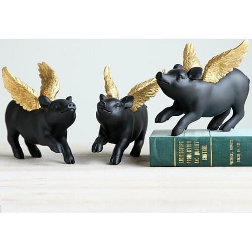 Flying pig Home Furnishing European garden wall decoration room wall decoration indoor wall hanging pendant resin