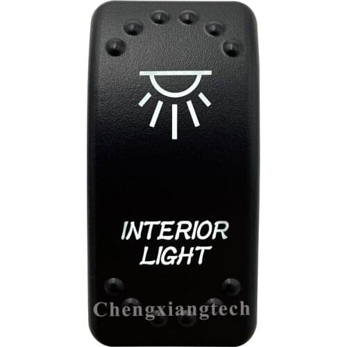 Dual White Led Light 12V 24V Car Boat Caravan Rocker Switch Laser Engraving INTERIOR LIGHT, 5 Pin On Off SPST Waterproof