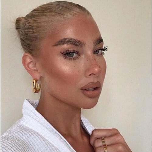 Open square hoop earrings for women 316 stainless steel C hoop earrings minimalism trendy wholesale free tarnish chic designer