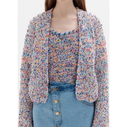 Color Braided Fashion Women Sexy V-Neck Top Knitted Cardigan Short Jacket Female Autumn New Clothes 2021