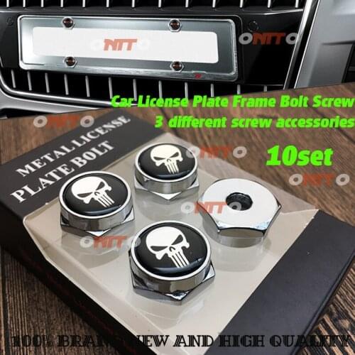 10x Car License Plate Bolts Frame Screws skull cool Punisher Emblem Badge Stickers Decals For Onix HB20 KA Prisma Palio Stickers