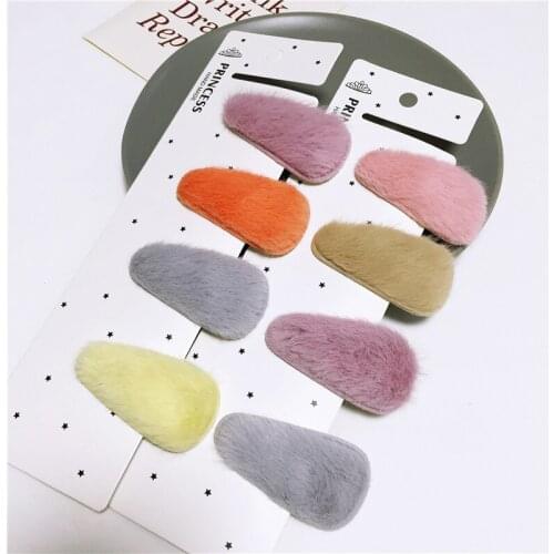 15pcs/lot 6cm Hair imitation mink water drop bb Clip Cover Padded Appliques DIY handmade Children Hair Accessories