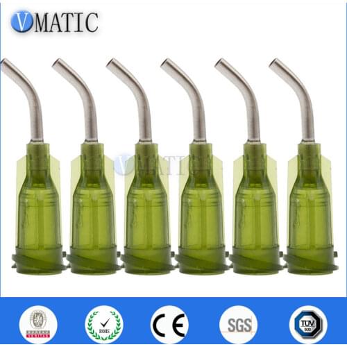 Free Shipping 100Pcs 14G Olive 0.5'' 45 Degree Bend Bent Dispensing Needle Tips 1/2 Inch
