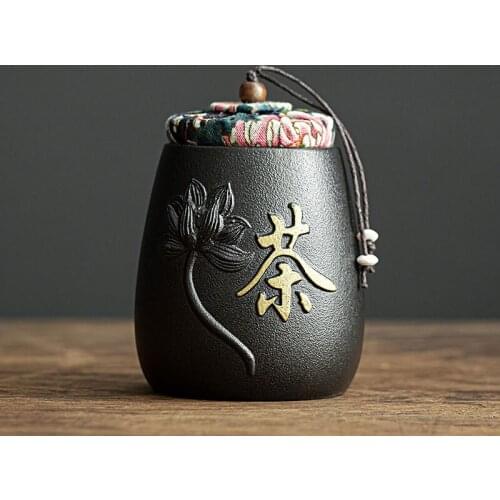 Household Coarse Pottery Tea Caddy Creative Kungfu Tea Set Storage Pot Tea Ceremony Accessories Moisture Proof Sealed Canister