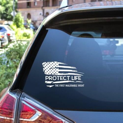 Black/Sliver Distressed Flag Pro Life Decal Sticker Anti Abortion Decal For Car Body Rear Windshield Decoration S011