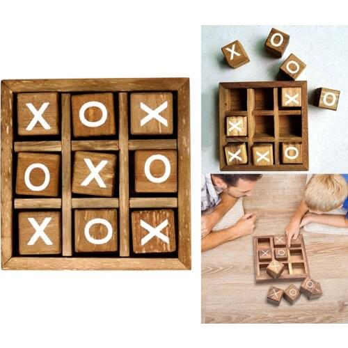Tic Tac Toe Wood Coffee Tables Family Games for Living Room Rustic Table Decor