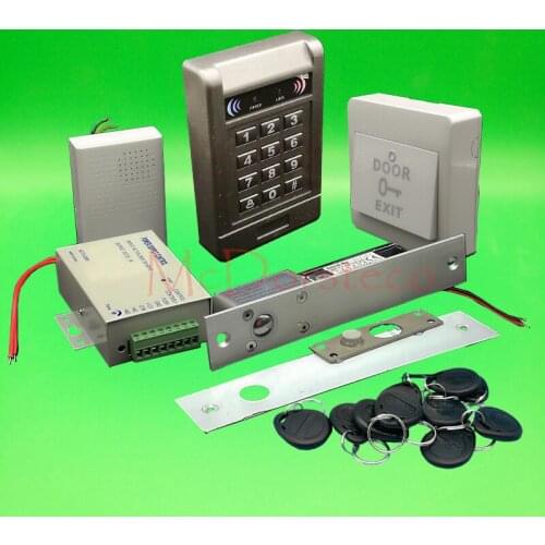 DIY Complete 125khz Rfid Keypad Door Access control system Electric Bolt Lock Wood Door Control System