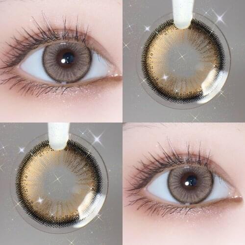 EASYCON Pumpkin carriage 14.5mm Eyes big beautiful pupil Cosmetic Colorful Contact Lenses exclusive Yearly Eye Makeup 2pcs/pair