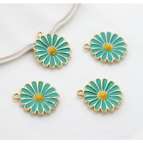 Zinc Alloy Drip Oil Daisy Flowers Enamel Charms Pendant 18mm 6pcs/lot for DIY Fashion Jewelry Making Finding Accessories