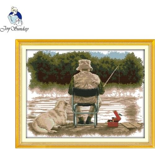 Joy Sunday Fishing Cross stitching DIY Needlework Cross Stitch Kits For Embroidery Home Decoration Cross-stitch Set Embroidery