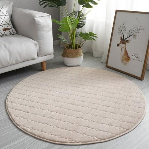 Coral Velvet Carpet Round Thick Modern Fashion Living Room Carpet Basket Foot Pad Bedroom Bedside Computer Chair Mat Gray Rugs