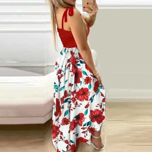 Summer Sexy Backless Floral Print Maxi Dresses For Women Fashion Spaghetti Strap Off Shoulder Lady Dress Beach Vestidos Mujer