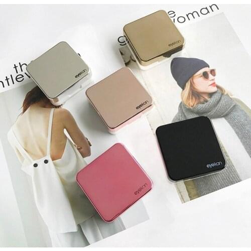 Fashion mirror contact lens box simple square companion box compact portable cosmetic contact lenses care box for myopia