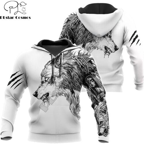 Tattoo Wolf 3D All Over Printed Men White Hoodies Sweatshirt Unisex Streetwear Zipper Pullover Casual Jacket Tracksuits KJ0190