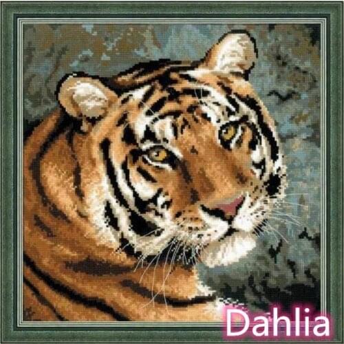 Siberian Tiger Animal Cross Stitch Kits Crafts Top Quality Embroidery Needlework DIY 14CT Unprinted Decor Handmade