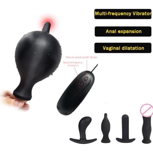 Inflatable Silicone Big Anal Plug Vibrator Anal Dilator Vaginal Prostat Massage Inflate Butt Plug Dildo Pump Masturbator Sex Toy