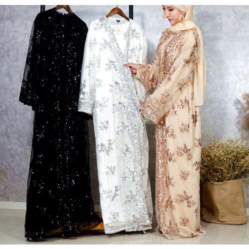New fashion luxury sequins embroidery turkey clothing dress open abaya muslim dress abaya dubai islamic clothing
