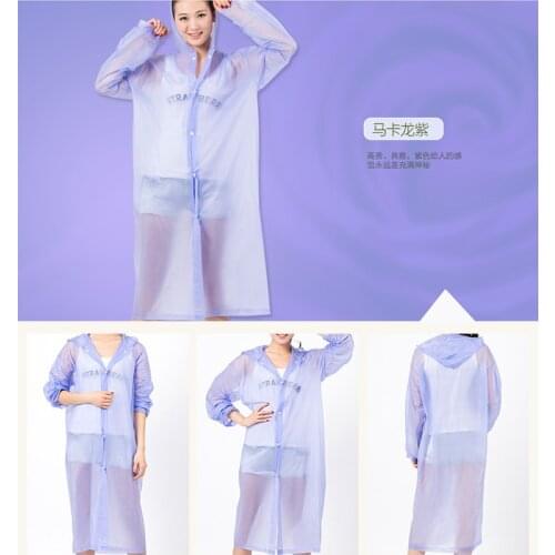 Fashion outdoor hiking travel macaroon color translucent adult men and women non disposable raincoat rain cover
