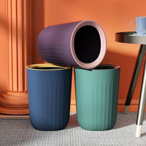 4 Colors Ins Plastic Creative Garbage Baskets Nordic Color Style Home Bathroom Living Room Trash Storage Bins