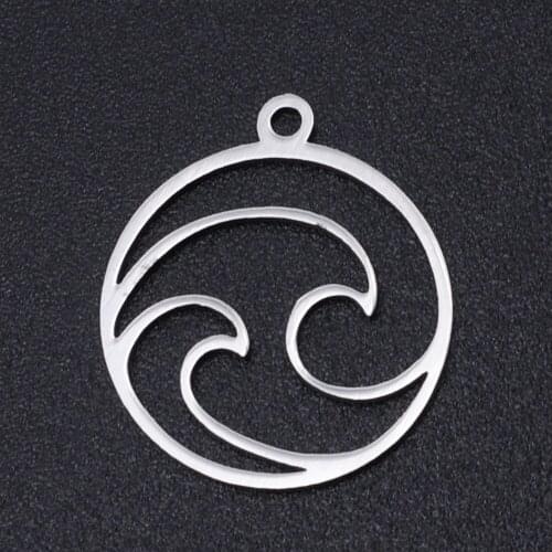 5pcs/lot 100% Stainless Steel Wave Charms Wholesale Top Quality Accept OEM Order Never Tarnish Jewelry Making Charms