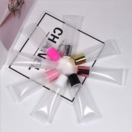 Wholesale 20-200pcs 10ml 15ml Empty Lip Gloss Tubes Lipstick Tube Lip Soft Tube Makeup Squeeze Clear Lipgloss Tube Container