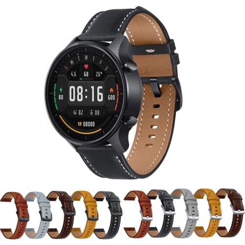 22mm Genuine Leather Watchband For Huami Amazfit GTR 47mm Business Replace Bracelet Wristband For Xiaomi MI Watch Color Strap