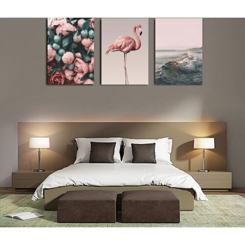 Nordic Romantic Flamingo Rose Sea Canvas Paintings Posters and Prints Wall Art Picture for Living Room Home Decoration