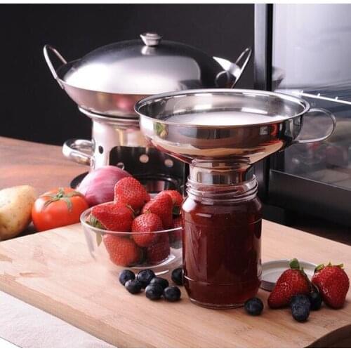 Stainless Steel Wide Mouth Canning Funnel Hopper Filter Kitchen Cooking Tools