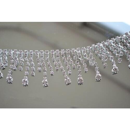 Wedding dress Nail drill lace trim DIY chain tassel lace neckline metal lace