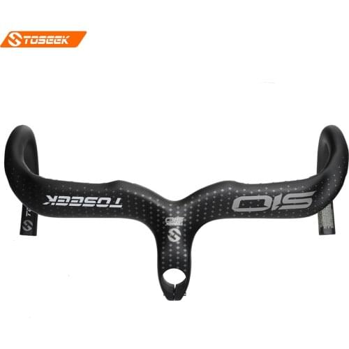 TOSEEK matte/glossy 3K full carbon road bike bicycle handlebar with stem silver 400/420/440 x 90/100/110/120mm weight 380g