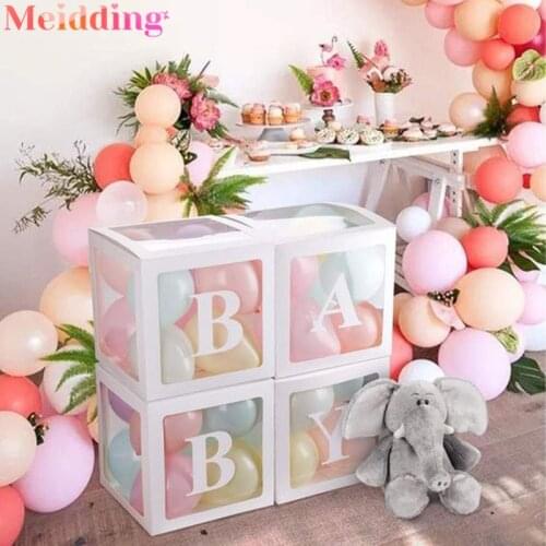 Transparent Packing Gift Box A-Z letter Name Balloon Box Wedding Decor 1st First Birthday Party Decorations Kids Babyshower