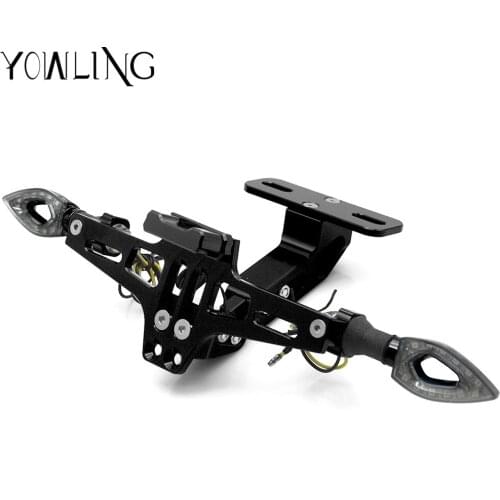 Motorcycle Side Mount Tail Light Brake License Plate Bracket Taillight with LED Turn Signal light for Suzuki Yamaha Honda