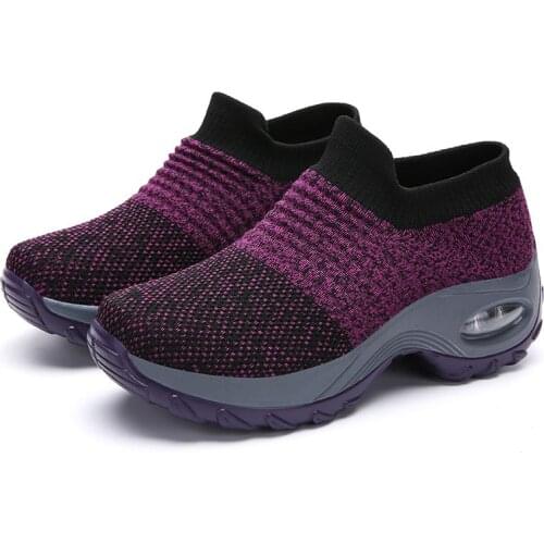 Oversize Platform Wedge Woman Shoes Sports Woman Socks Sneakers Women Running Shoes for Women Basket Sport Purple Knit Gym B-473