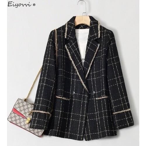 Womens Blazer 2021 Spring Autumn New Fashion Black Double Breasted Coat Elegant Slim Casual Jacket Office Lady Top Outerwear