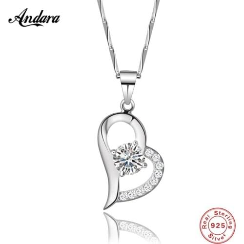 2017 Hot Style 100% Real 925 Sterling Silver Heart Allure Pendant Necklaces For Women Luxury Jewelry Gift