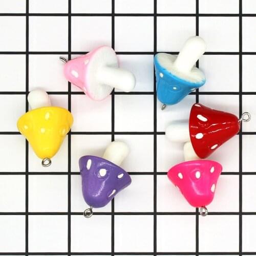 10pcs/lot 23*37mm Colorful Mushroom Resin Charms Pendants Vegetable Dangle For DIY Earrings Keychain Jewelry Making Accessories