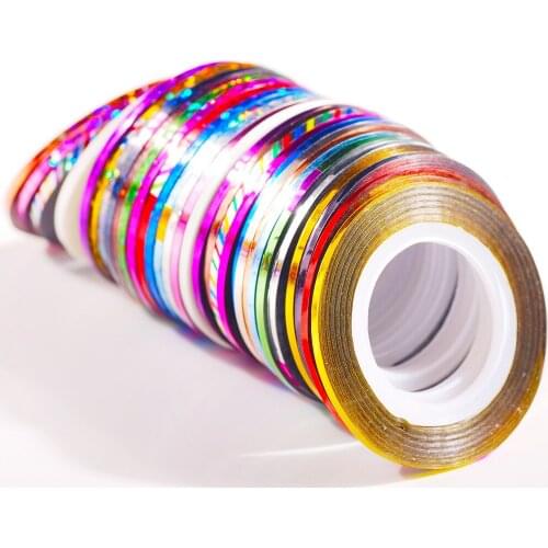 10 Pcs/Pack Colorful Rolls Striping Tape Line Nail Art Tips Decoration Self-Adhesive Sticker Nail Glitter Manicure Tools Decals