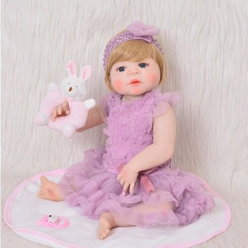 23 Inch Boneca bebes reborn Full Silicone Vinyl Reborn baby Girl Dolls 57 cm real bebe Newborn Dolls child toy doll gifts