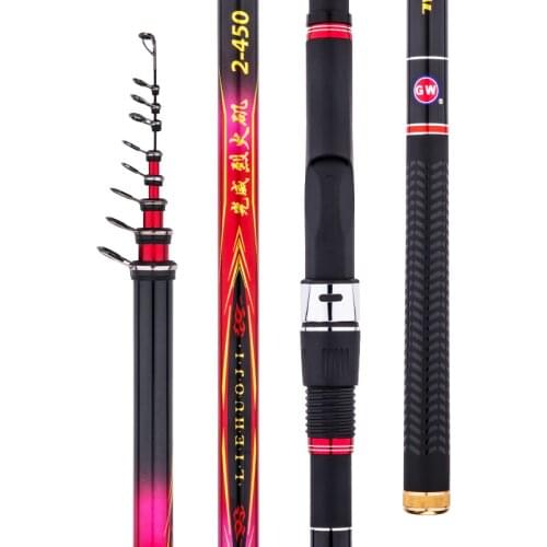 4.5m 5.3m Telescopic Fishing Rod 1# 1.5# 2# 3# 4# Carbon Rock Wedkarstwo Olta Distant Throwing Pole Spinning Stick De Pesca