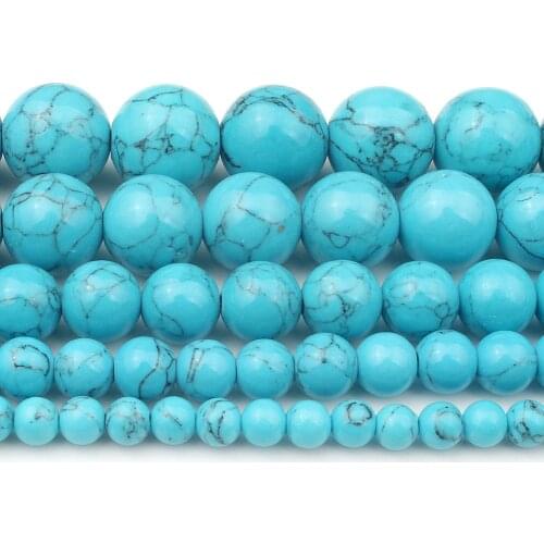 4/6/8/10/12mm Natural Blue Howlite Turquoises Stone Beads For Diy Bracelet Accessories Jewellery Making 15