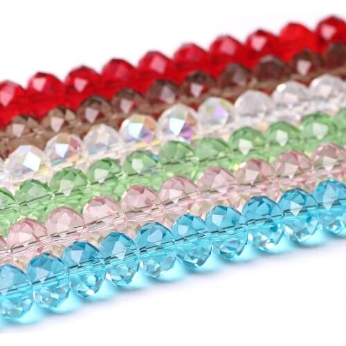 60Pcs/Lot Faceted Rondelle Beads 8/10/12mm Crystal Glass Round Loose Spacer Beads For Diy Jewelry Making Supplies Crafts Beads