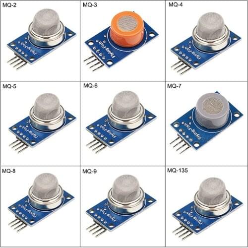 9 PCS/1 Lot Gas Detection Sensor Module MQ-2 MQ-3 MQ-4 MQ-5 MQ-6 MQ-7 MQ-8 MQ-9 MQ-135 Sensor Module Gas Sensor Starter Kit