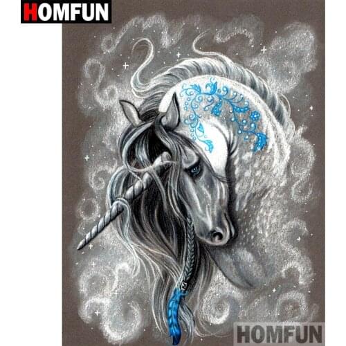 HOMFUN Full Square/Round Drill 5D DIY Diamond Painting "Animal unicorn" Embroidery Cross Stitch 5D Home Decor Gift A07333