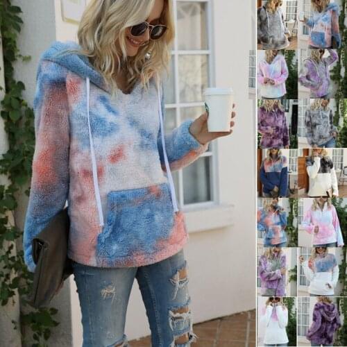 Amazon blasts womens 2020 winter fashion dyed hoodies and thickened womens cross-border women