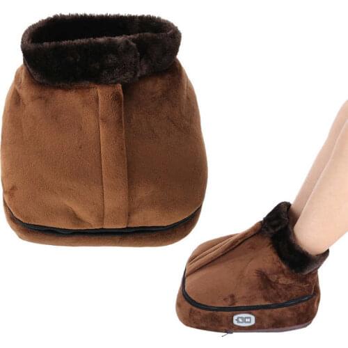 Velvet Electric Heated Foot Warmer & Massager Feet Heated Slippers Shoes Warm Sofa Cushion for Home Travel Office Unisex