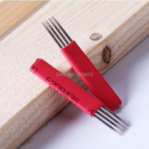 Free Shipping Newest 50pcs 4Flat 12Pins Eyebrow Microblading Blades Manual Needles For Permanent Makeup Manual Tattoo Pen